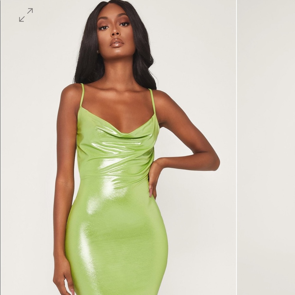 Cowl Neck Metallic Mini Dress
